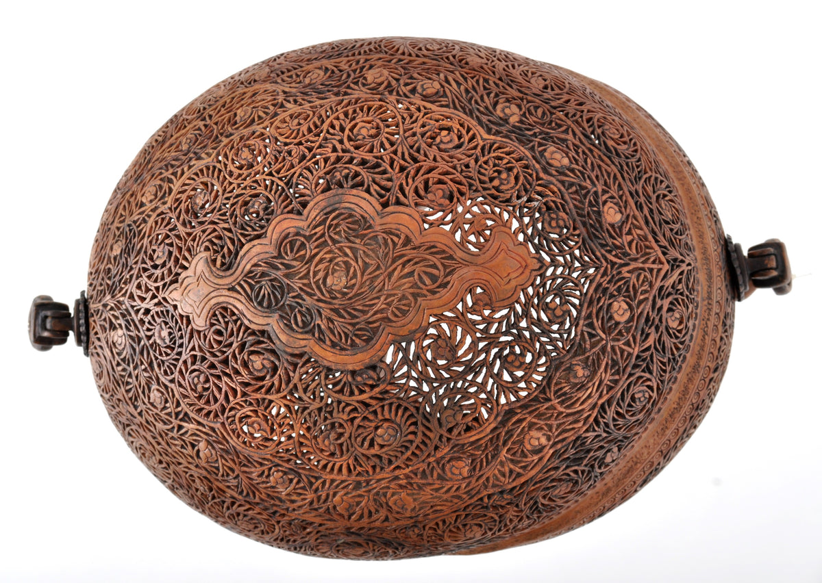 Antique Islamic Qajar Muslim Arab Persian Dervish Sufi Brass Kashkul Begging Bowl, Circa 1800