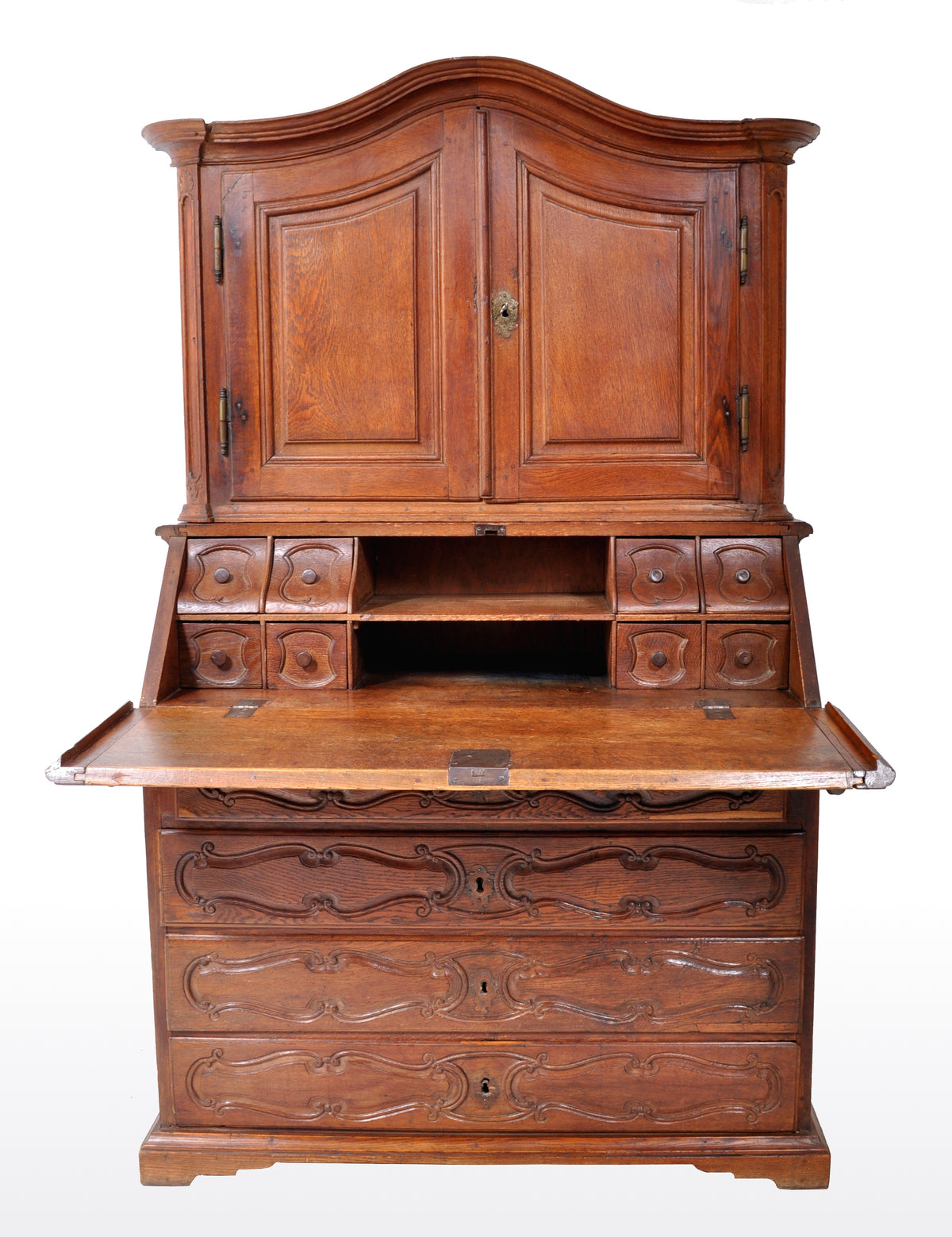 Antique French Provincial Oak Secretary/Bureau Bookcase, Circa 1770