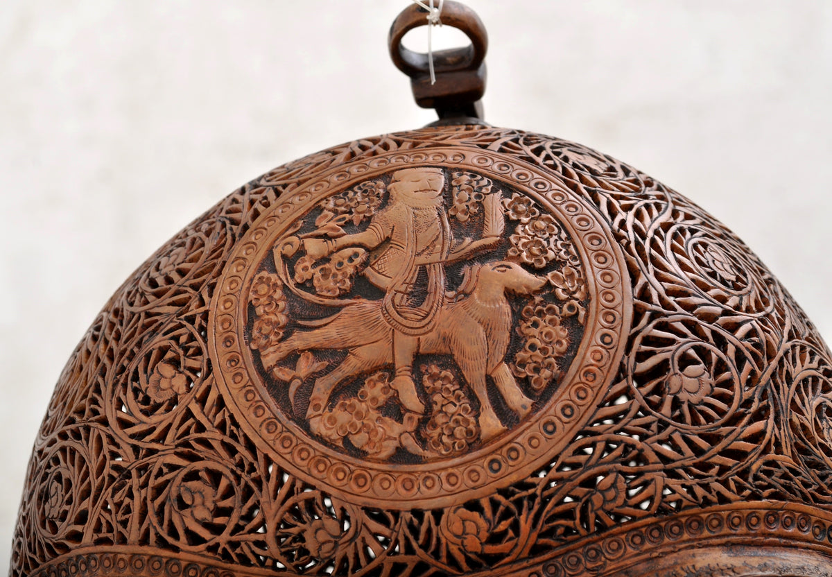 Antique Islamic Qajar Muslim Arab Persian Dervish Sufi Brass Kashkul Begging Bowl, Circa 1800