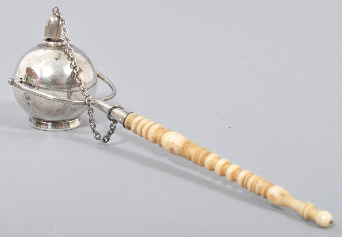 Antique Victorian American Sterling Silver and Ivory Table Cigar Lighter by Frank M. Whiting Company, Circa 1890