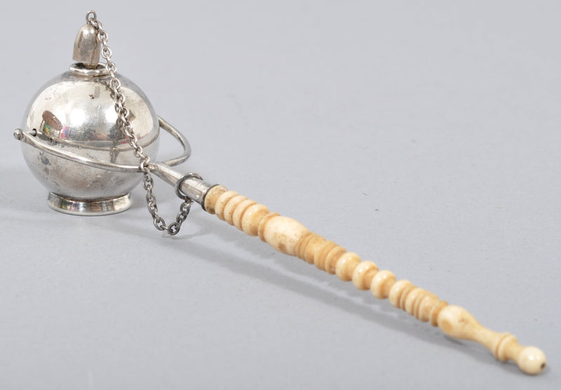 Antique Victorian American Sterling Silver and Ivory Table Cigar Lighter by Frank M. Whiting Company, Circa 1890