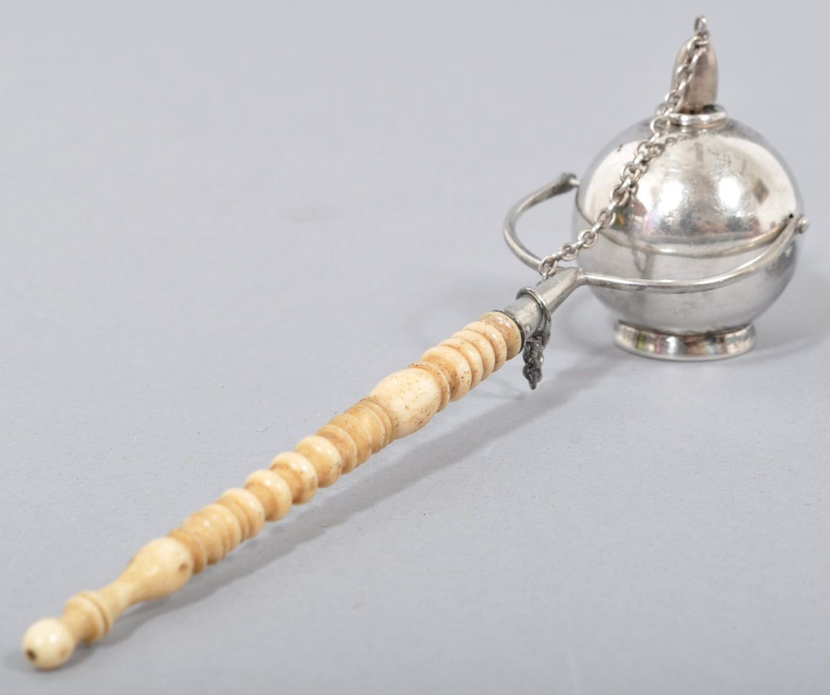 Antique Victorian American Sterling Silver and Ivory Table Cigar Lighter by Frank M. Whiting Company, Circa 1890