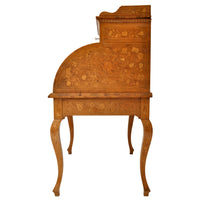 Antique Early 19th Century Dutch Walnut Marquetry Cylinder Desk / Bureau, circa 1820