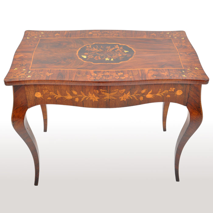 Antique Louis XV French Inlaid Marquetry Bombe Writing Table / Desk / Bureau, circa 1880