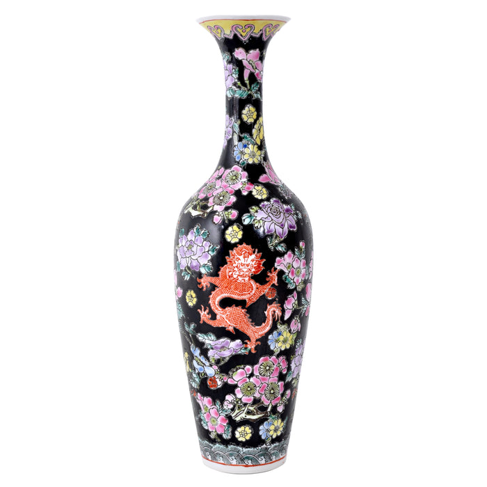 Antique Chinese Qing Dynasty Imperial Famille Noir Porcelain Vase, circa 1890