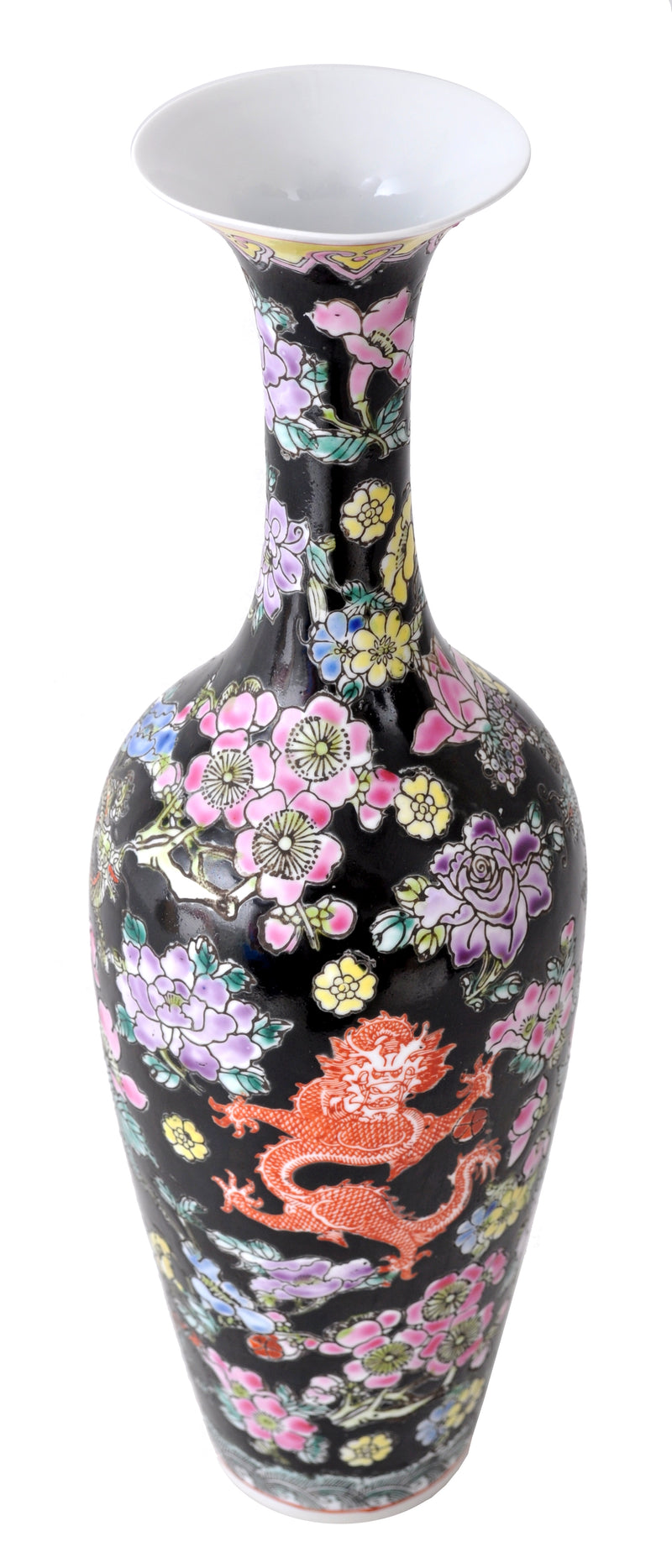 Antique Chinese Qing Dynasty Imperial Famille Noir Porcelain Vase, circa 1890