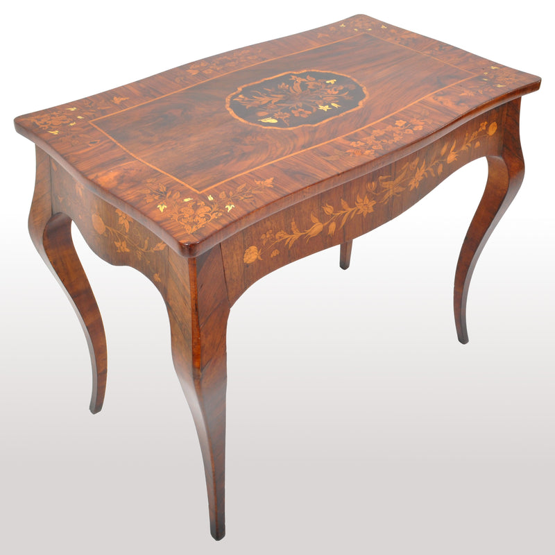 Antique Louis XV French Inlaid Marquetry Bombe Writing Table / Desk / Bureau, circa 1880