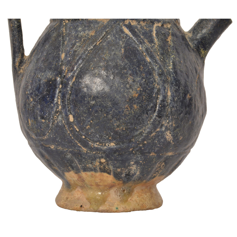 Ancient Persian Islamic Blue Glazed Pottery / Vessel / Ewer with Calligraphy, Khorasan, circa 1200