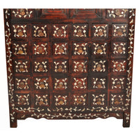 Antique Chinese Qing Dynasty Rosewood & Mother-of-Pearl Inlaid Apothecary Cabinet, circa 1850