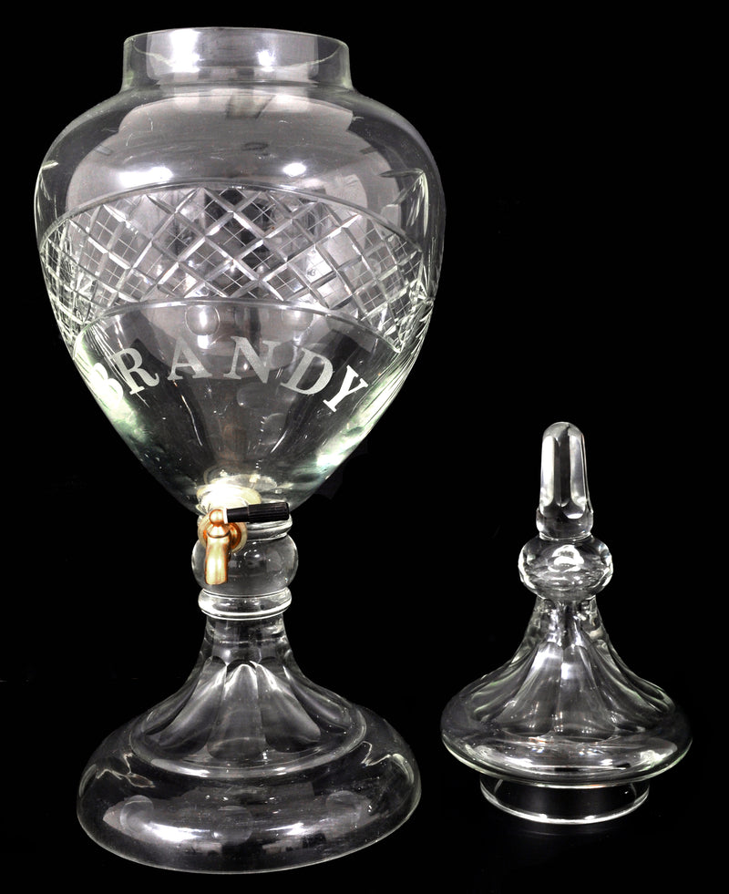 Monumental Antique Cut Glass Crystal Brandy/Liquor Dispenser decanter circa 1880
