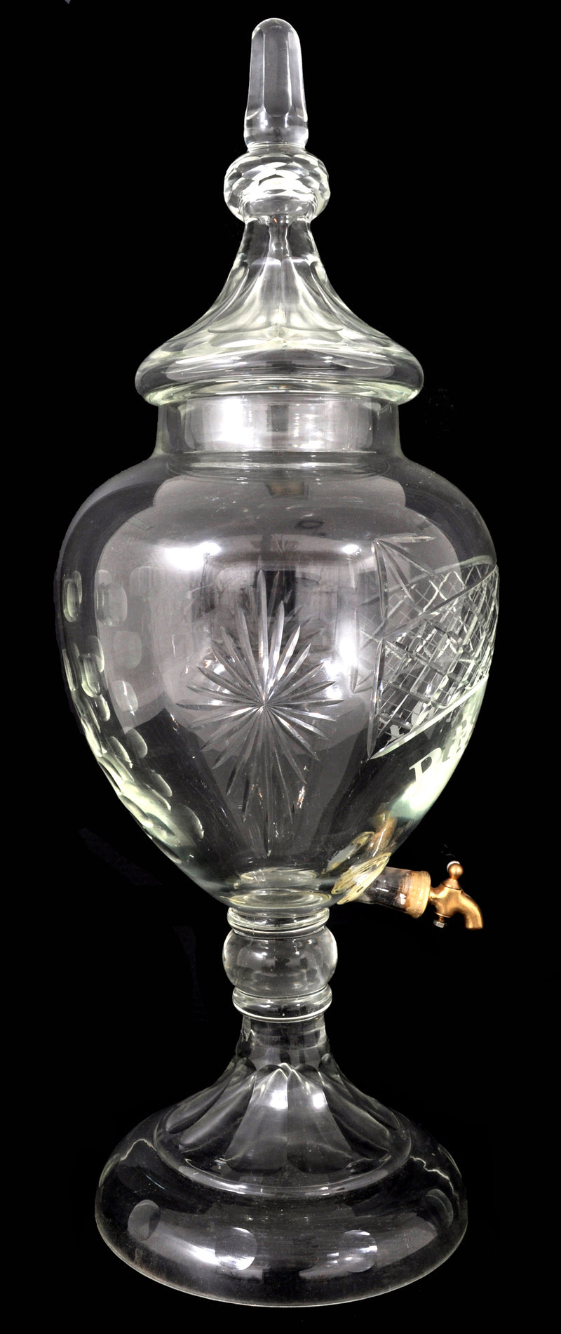 Monumental Antique Cut Glass Crystal Brandy/Liquor Dispenser decanter circa 1880