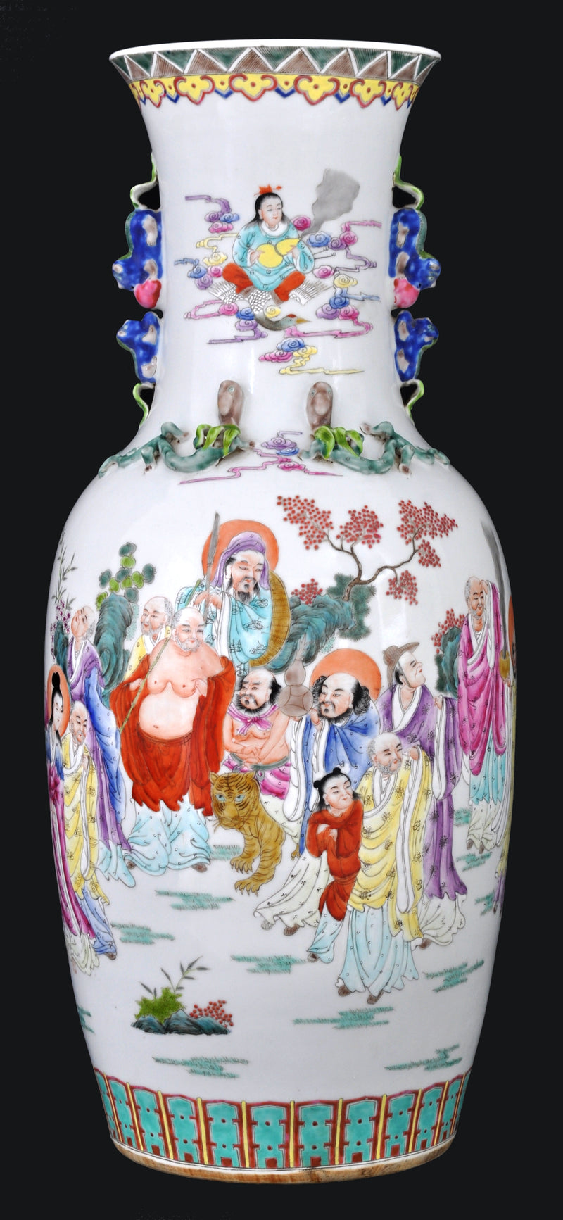 Monumental Pair of Antique Chinese Qing Dynasty (1644-1912) Famille Rose Porcelain Vases