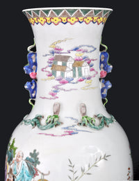 Monumental Pair of Antique Chinese Qing Dynasty (1644-1912) Famille Rose Porcelain Vases