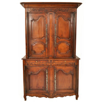 Antique 19th Century French Provincial Fruitwood Buffet a' Deux Corps Dated 1851