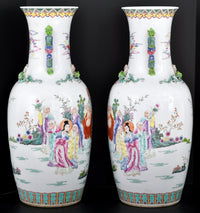 Monumental Pair of Antique Chinese Qing Dynasty (1644-1912) Famille Rose Porcelain Vases