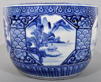 Antique Japanese Meiji Period Blue and White Pottery Hibachi, Circa 1880