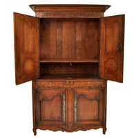 Antique 19th Century French Provincial Fruitwood Buffet a' Deux Corps Dated 1851