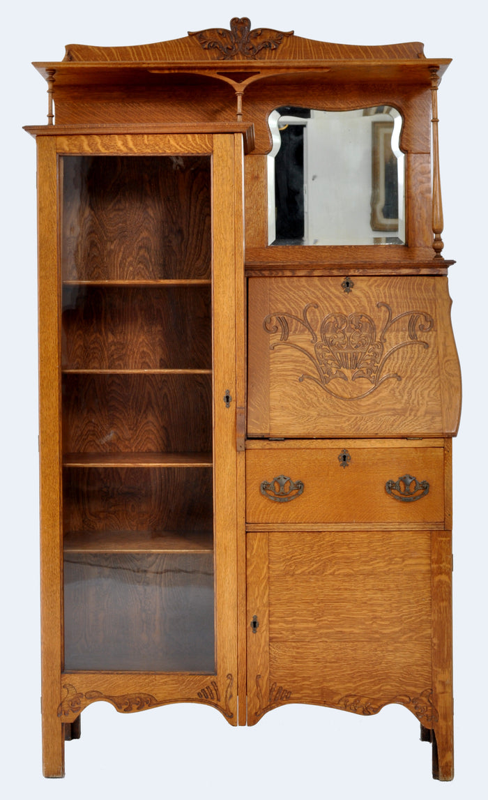 Antique American Oak Larkin Desk / China Cabinet / Hutch, Circa 1890