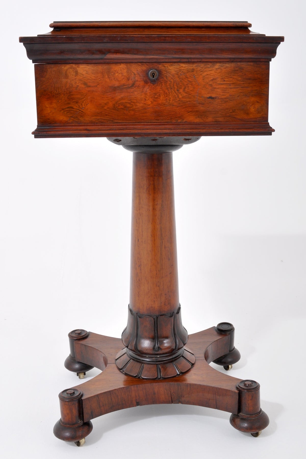 Antique English Regency Rosewood Teapoy/Table, Circa 1825