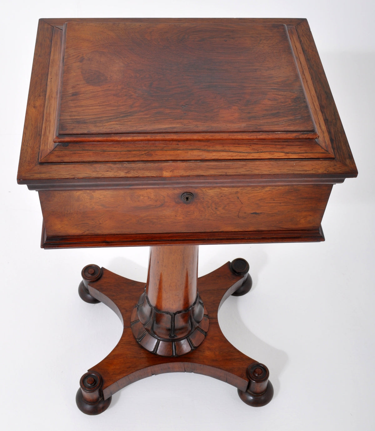 Antique English Regency Rosewood Teapoy/Table, Circa 1825