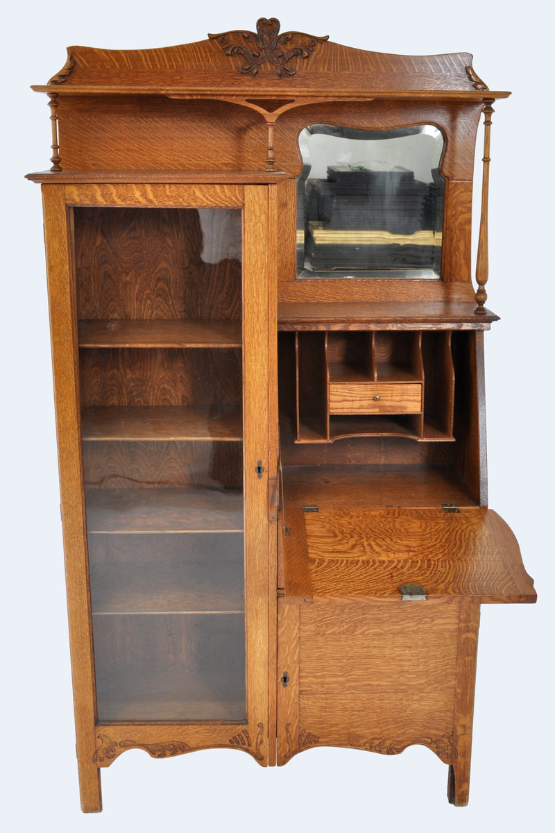 Antique American Oak Larkin Desk / China Cabinet / Hutch, Circa 1890
