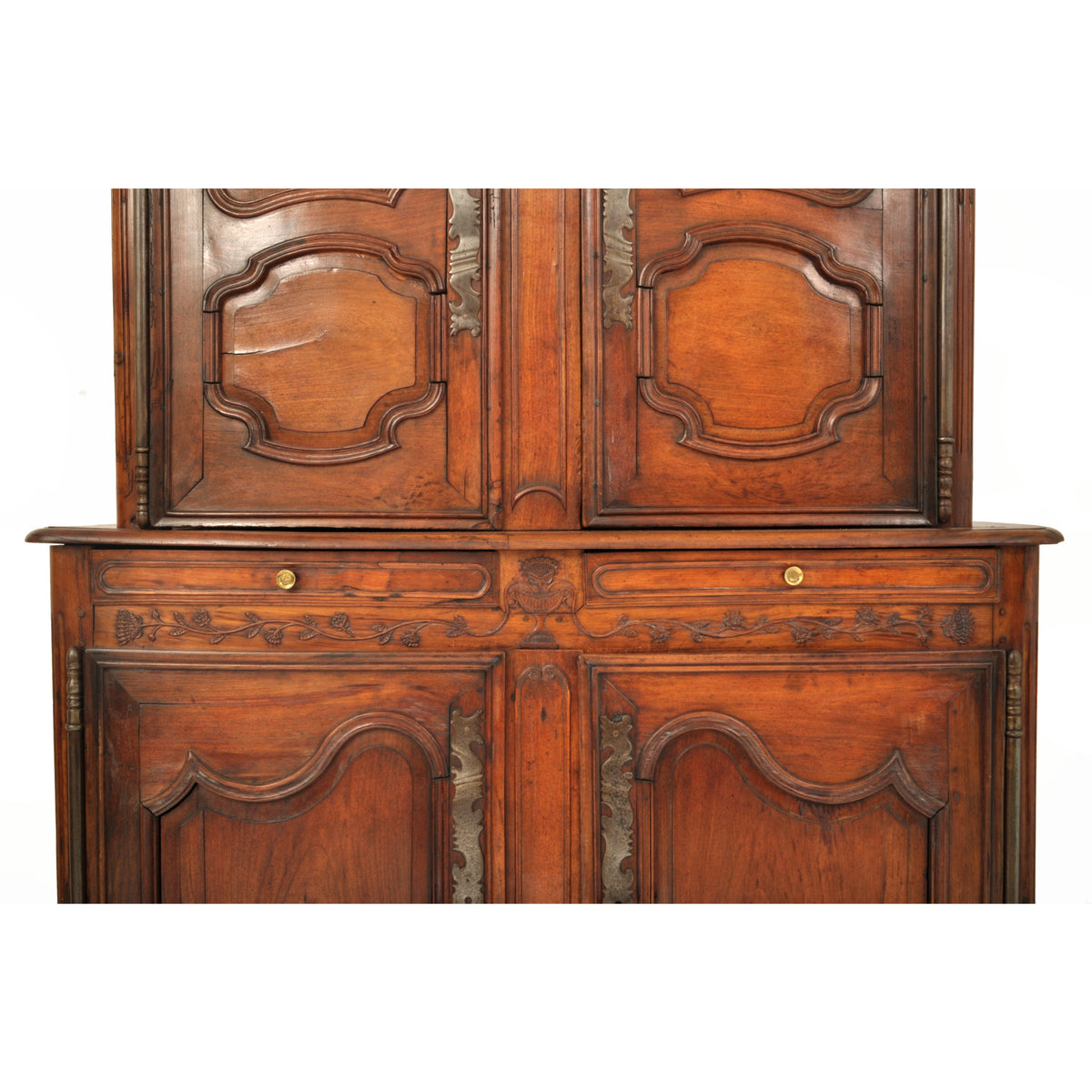 Antique 19th Century French Provincial Fruitwood Buffet a' Deux Corps Dated 1851