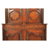 Antique 19th Century French Provincial Fruitwood Buffet a' Deux Corps Dated 1851