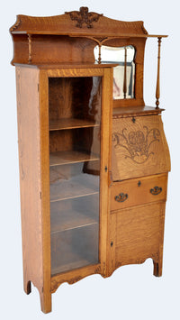 Antique American Oak Larkin Desk / China Cabinet / Hutch, Circa 1890