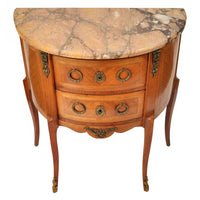 Pair of Antique French Louis XVI Walnut Marble & Ormolu Side Tables / Cabinets, circa 1880