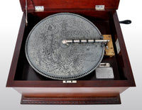 Antique 14" Disc Music Box in Mahogany Case by Criterion, Circa 1880