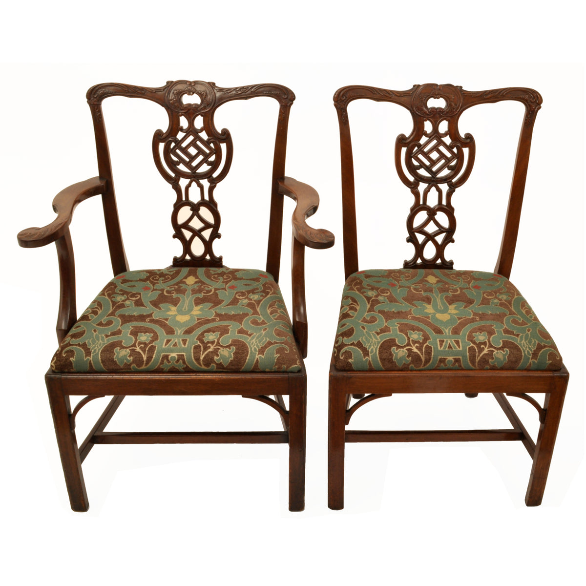 Set of Four Antique 19th Century Carved Mahogany Chippendale Dining Chairs, circa 1890