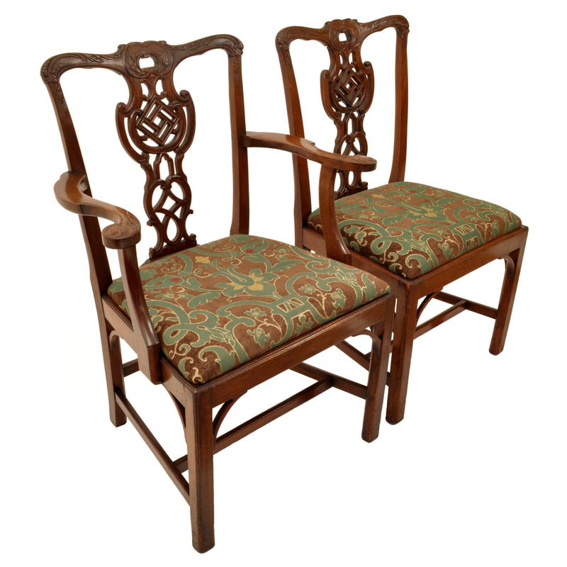 Set of Four Antique 19th Century Carved Mahogany Chippendale Dining Chairs, circa 1890