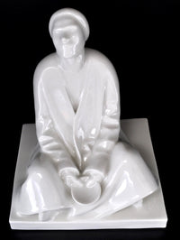 Fine Antique Art Nouveau Schwarzburger Porcelain Sculpture by Ernst Barlach (German 1870-1938), "Blind Beggar," 1906