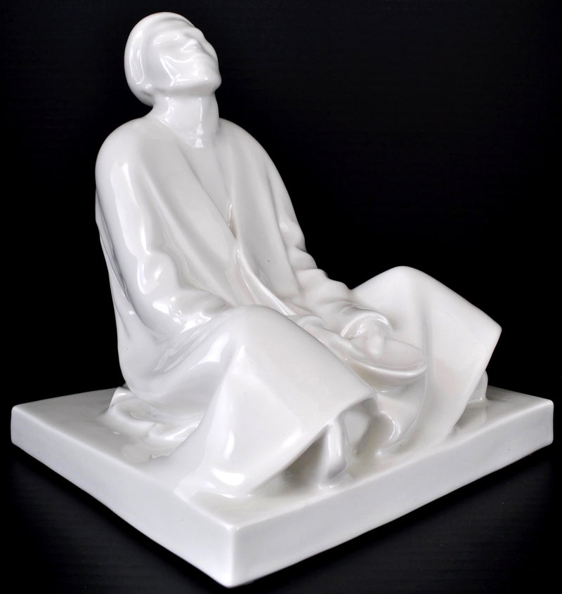 Fine Antique Art Nouveau Schwarzburger Porcelain Sculpture by Ernst Barlach (German 1870-1938), "Blind Beggar," 1906