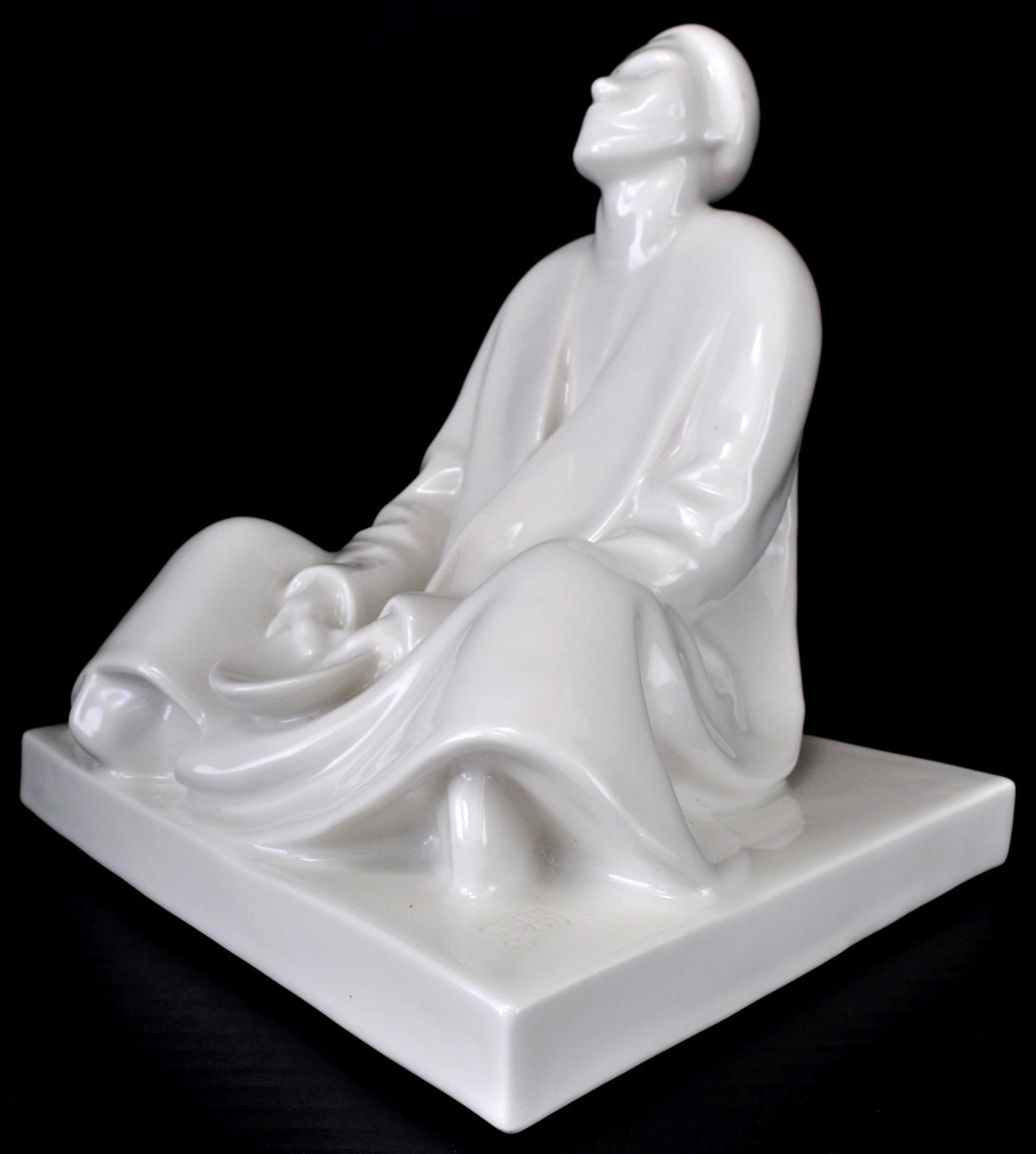 Fine Antique Art Nouveau Schwarzburger Porcelain Sculpture by Ernst Barlach (German 1870-1938), "Blind Beggar," 1906