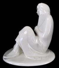 Fine Antique Art Nouveau Schwarzburger Porcelain Sculpture by Ernst Barlach (German 1870-1938), "Peasant Woman," 1906