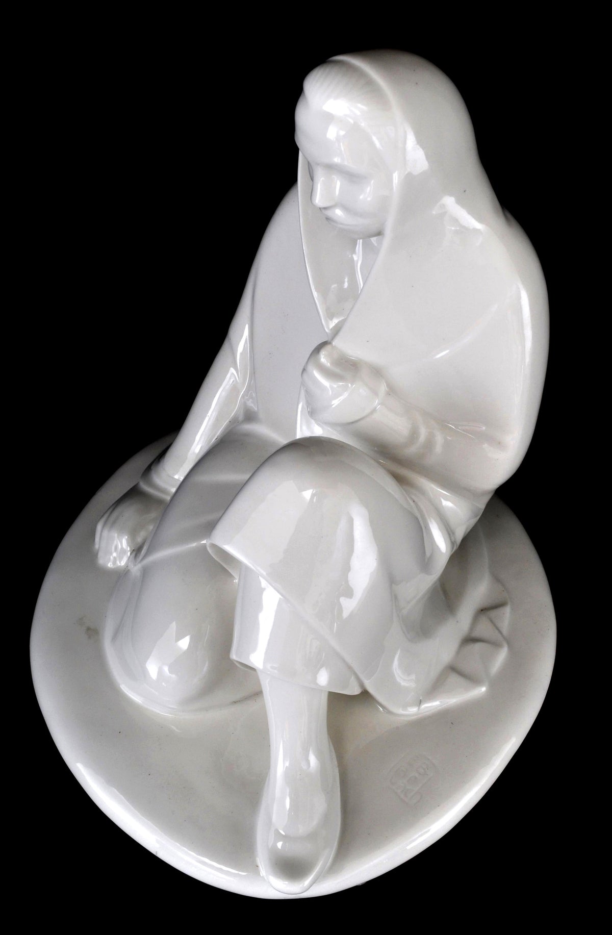 Fine Antique Art Nouveau Schwarzburger Porcelain Sculpture by Ernst Barlach (German 1870-1938), "Peasant Woman," 1906