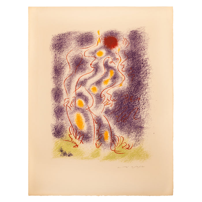 Original French Surrealist MCM Modernist Signed Abstract Lithograph Andre Masson