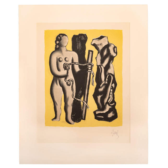 Original French MCM Modernist Signed Abstract Lithograph Fernand Leger 1952