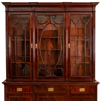 Antique Pair 19th Century Mahogany Bibliotheque Library Bookcase Cabinets, Circa 1880