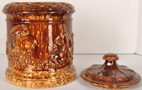 19th Century Antique Glazed Loose Tobacco Leaf Humidor by Bennington/Rockingham Pottery, Circa 1850