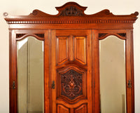 Antique English Satin Walnut Armoire/Wardrobe/Compactum, Circa 1880