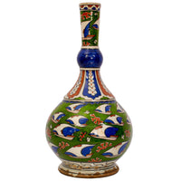 Antique 19th Century Iznik Style Islamic Pottery Bottle Shaped Vase, Samson, circa 1880