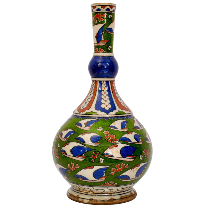 Antique 19th Century Iznik Style Islamic Pottery Bottle Shaped Vase, Samson, circa 1880