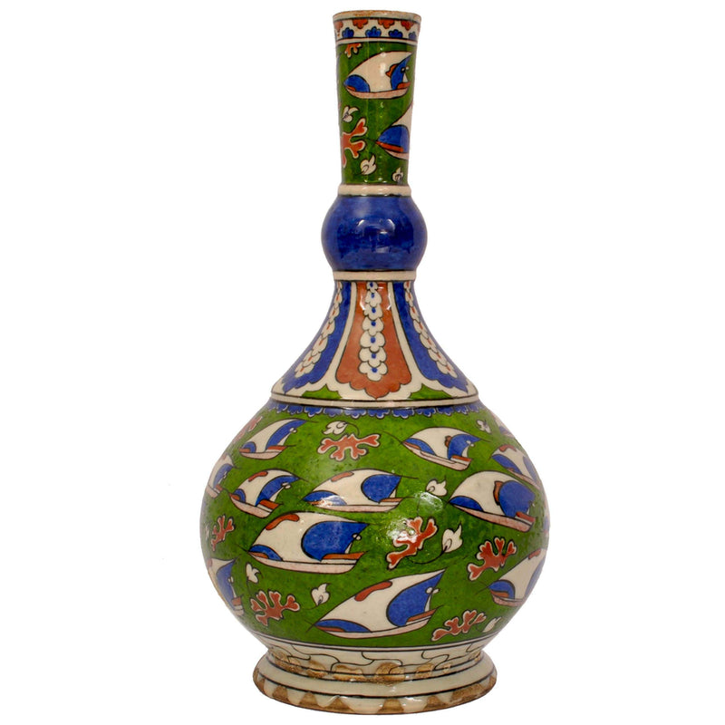 Antique 19th Century Iznik Style Islamic Pottery Bottle Shaped Vase, Samson, circa 1880
