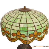 Antique American Art Nouveau Bronze & Leaded Glass Table Lamp by Wilkinson, circa 1910