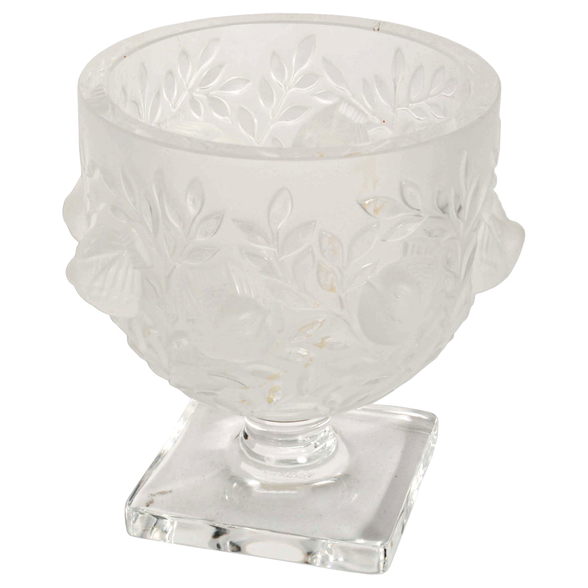 Vintage French Art Deco Style Lalique Elisabeth Crystal Glass Coupe Vase, Signed