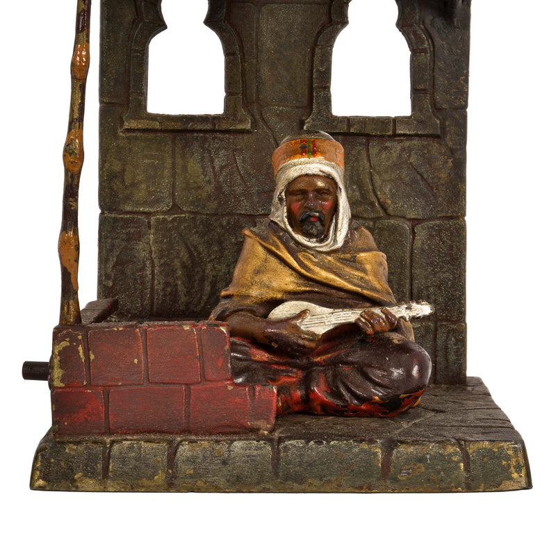 Antique Cold Painted Vienna Bronze Lamp Franz Bergman Orientalist Arab, Circa 1920