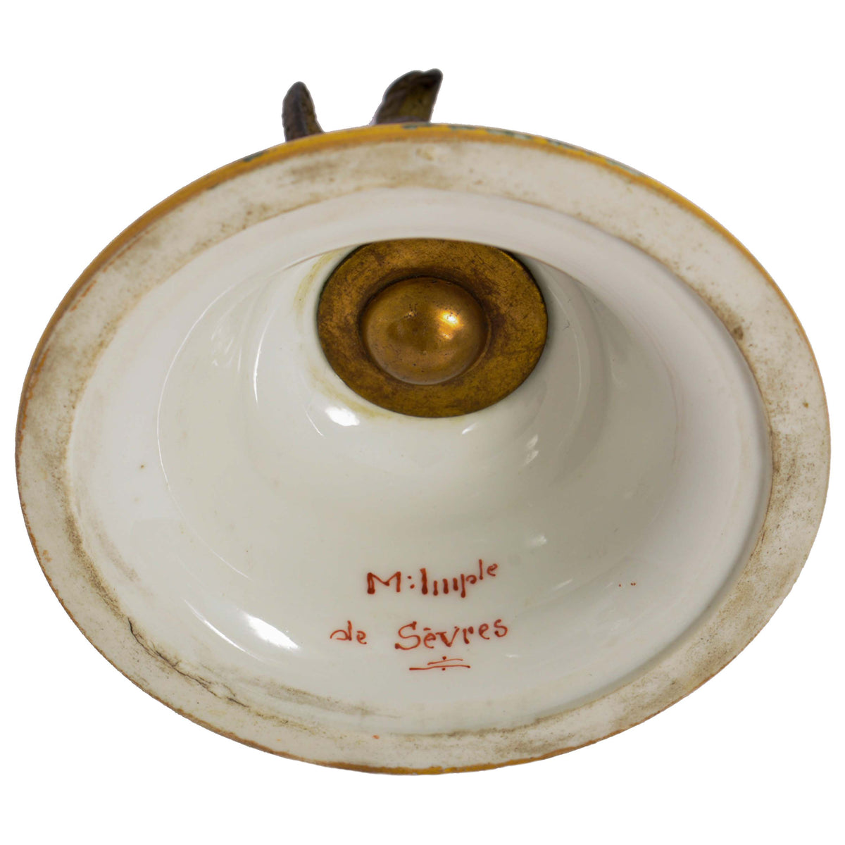 Pair Antique French 'Sevres' Red Porcelain Gilt Bronze Pot Pourri Urns, 1804-1809