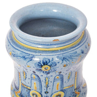 Pair Antique Italian Maiolica Pottery Albarelli Medicine Apothecary Jars, Circa 1650